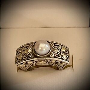 JOHN HARDY Silver/Gold Ring with Pearl and Gold Accents
